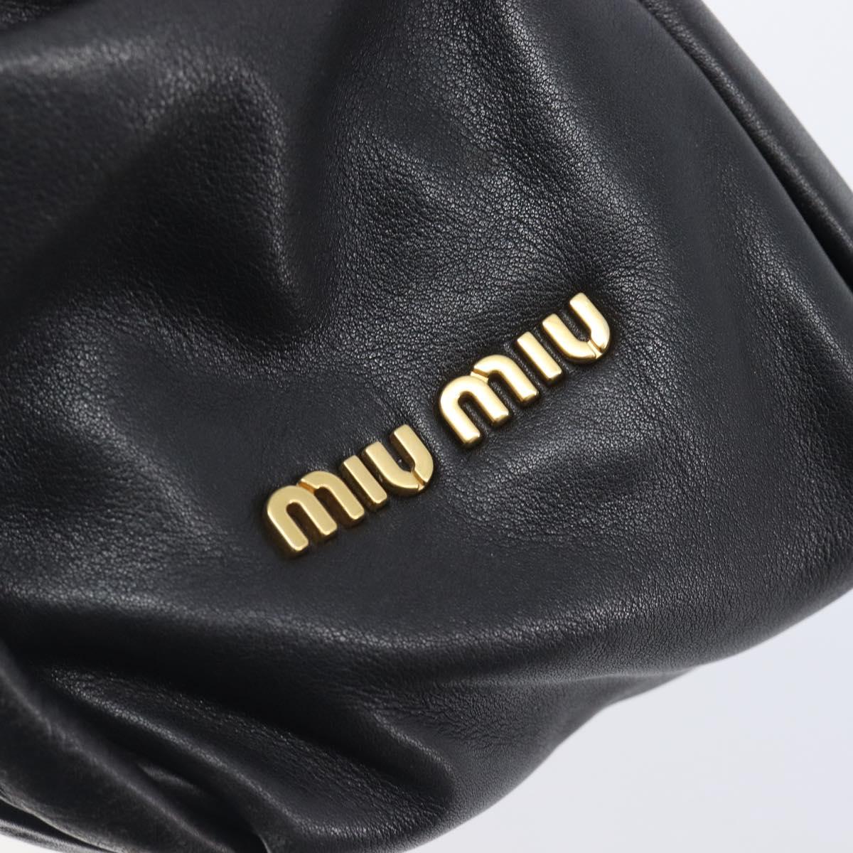 Miu Miu Hand Bag Leather 2way Black Gold Auth 167802M