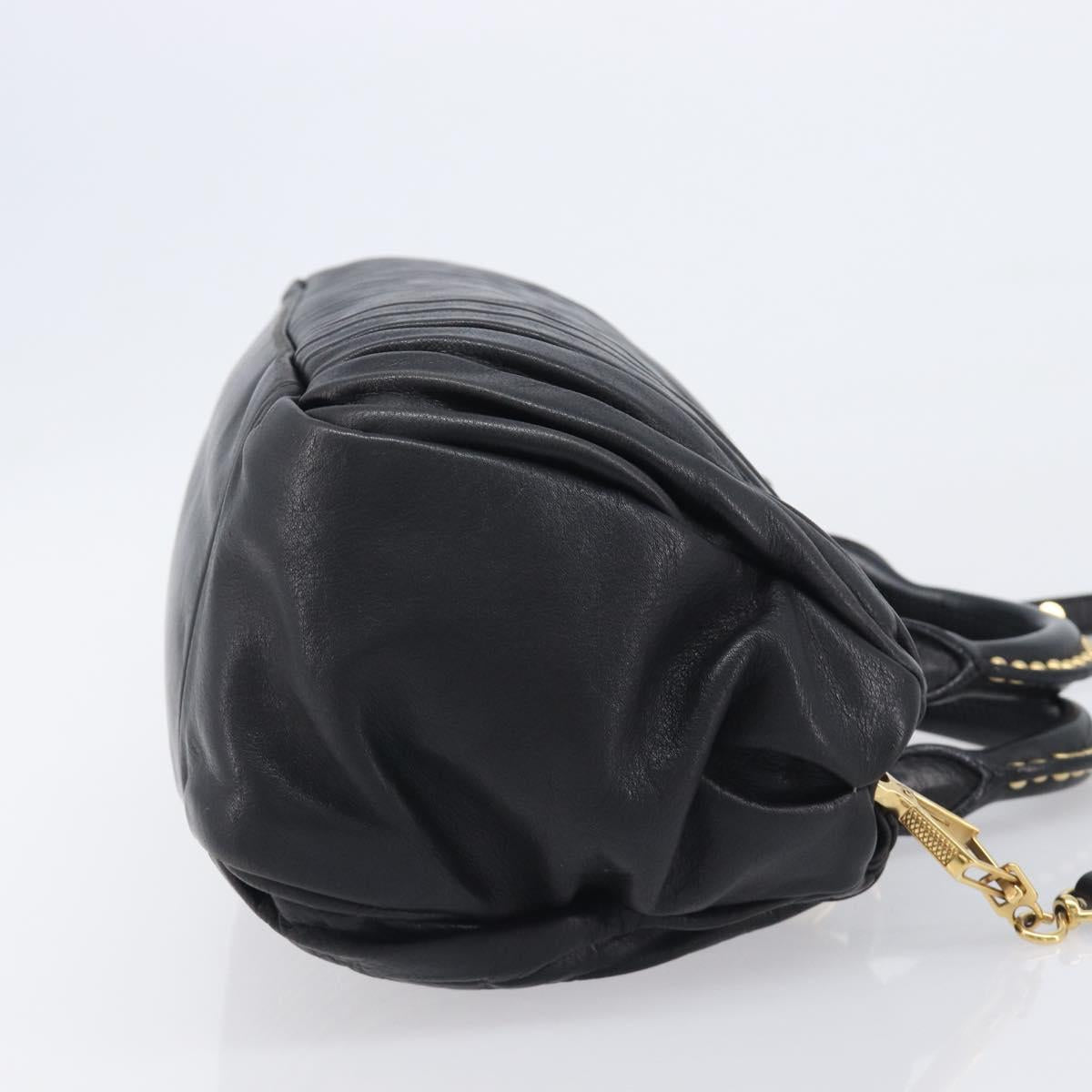 Miu Miu Hand Bag Leather 2way Black Gold Auth 167802M