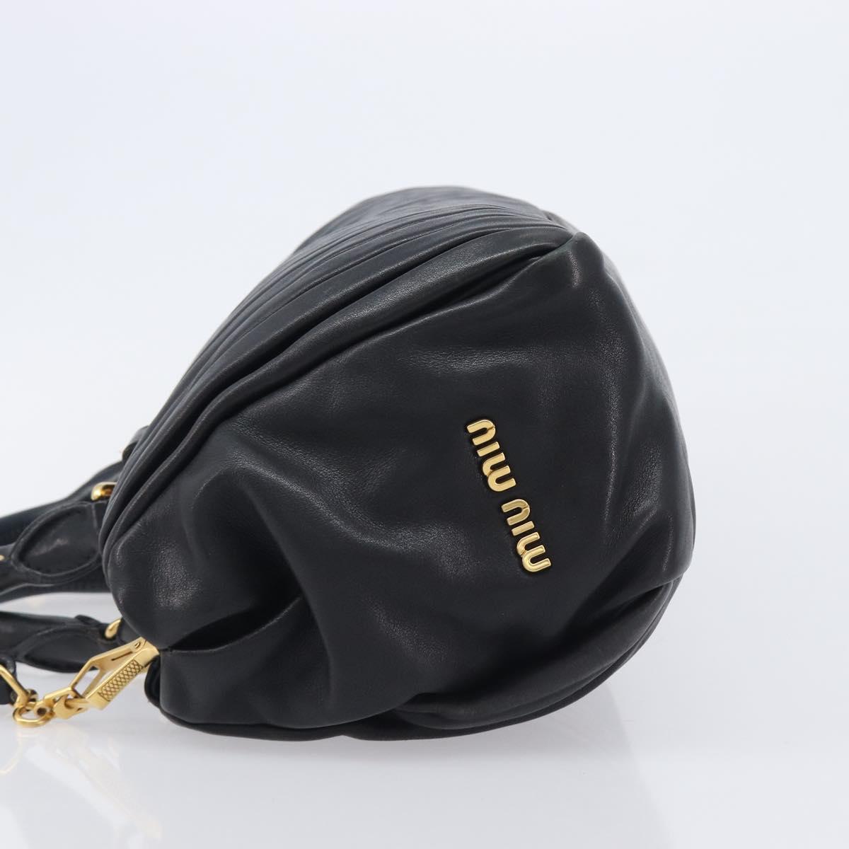 Miu Miu Hand Bag Leather 2way Black Gold Auth 167802M