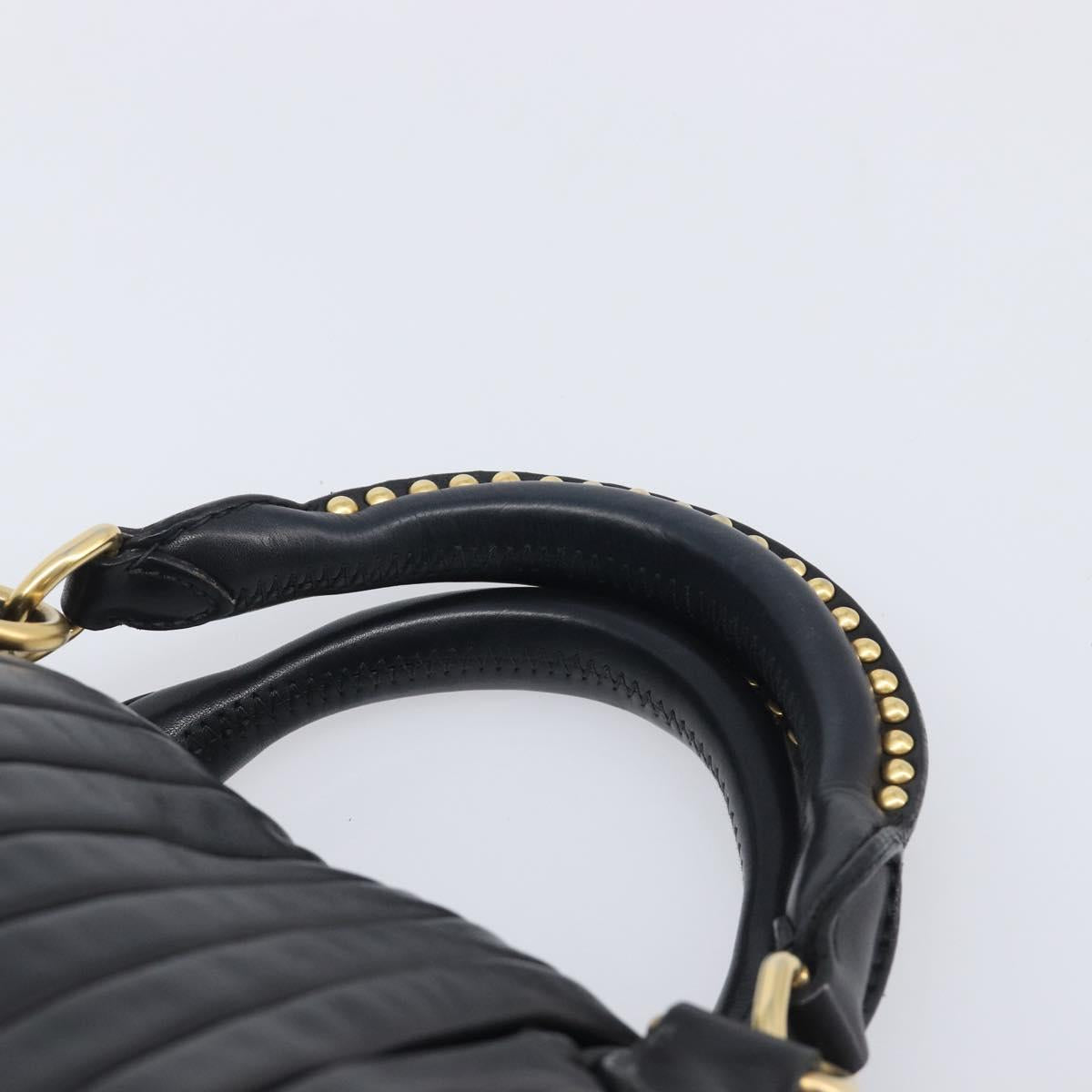 Miu Miu Hand Bag Leather 2way Black Gold Auth 167802M