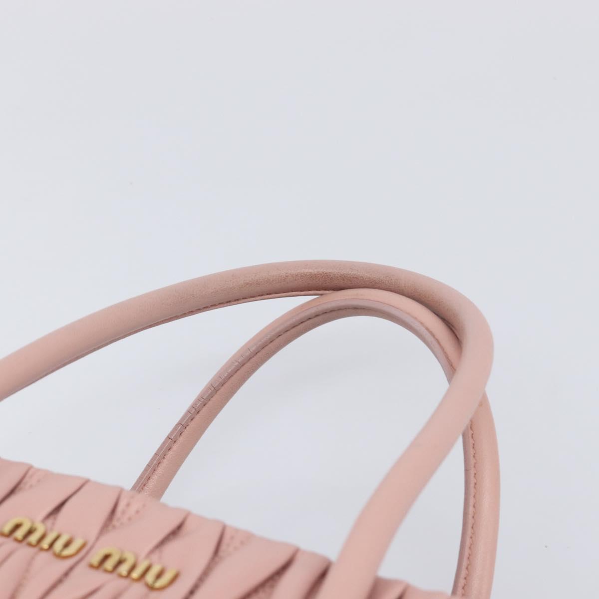 Miu Miu Matelasse Hand Bag Leather 2way Pink Gold Auth 167803M