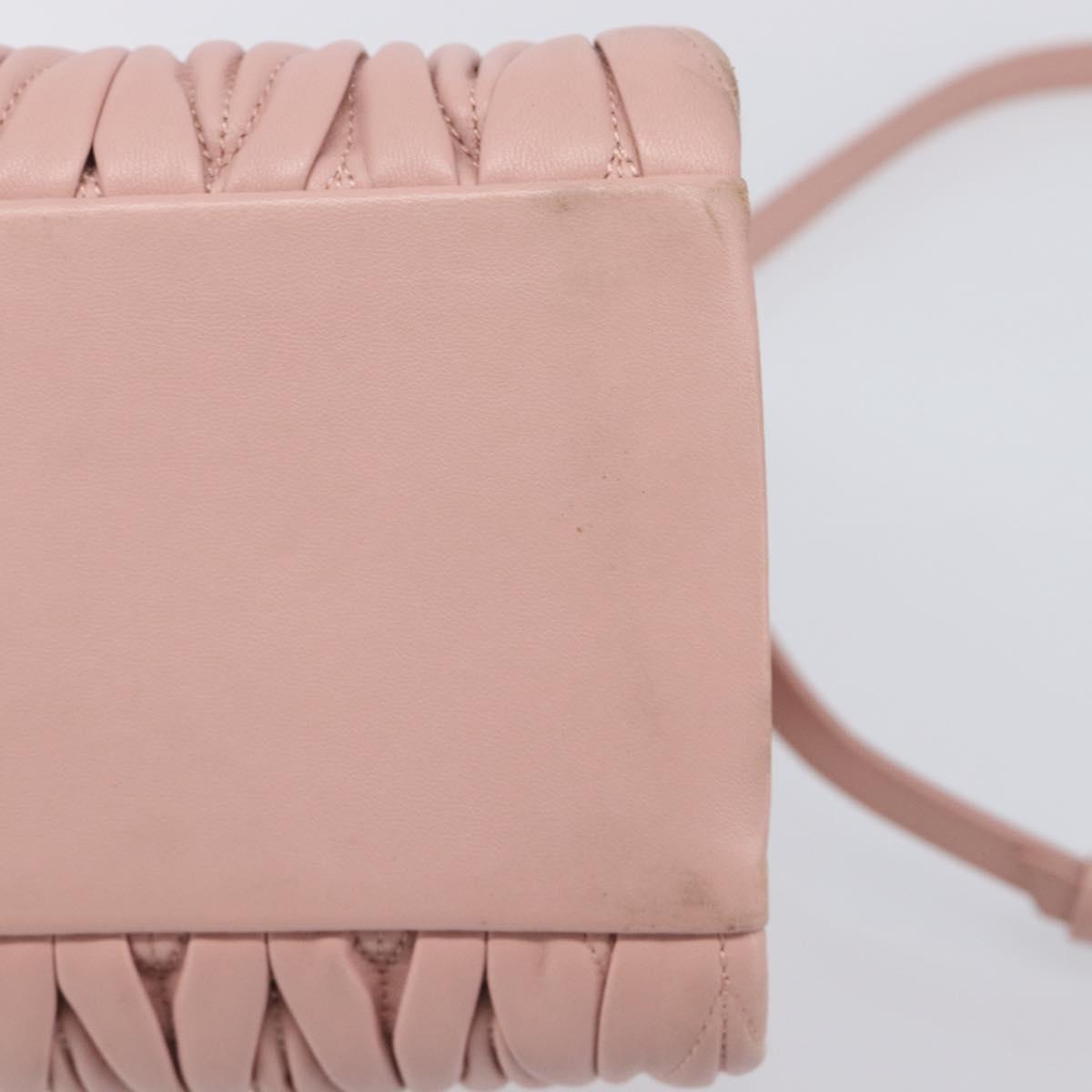 Miu Miu Matelasse Hand Bag Leather 2way Pink Gold Auth 167803M
