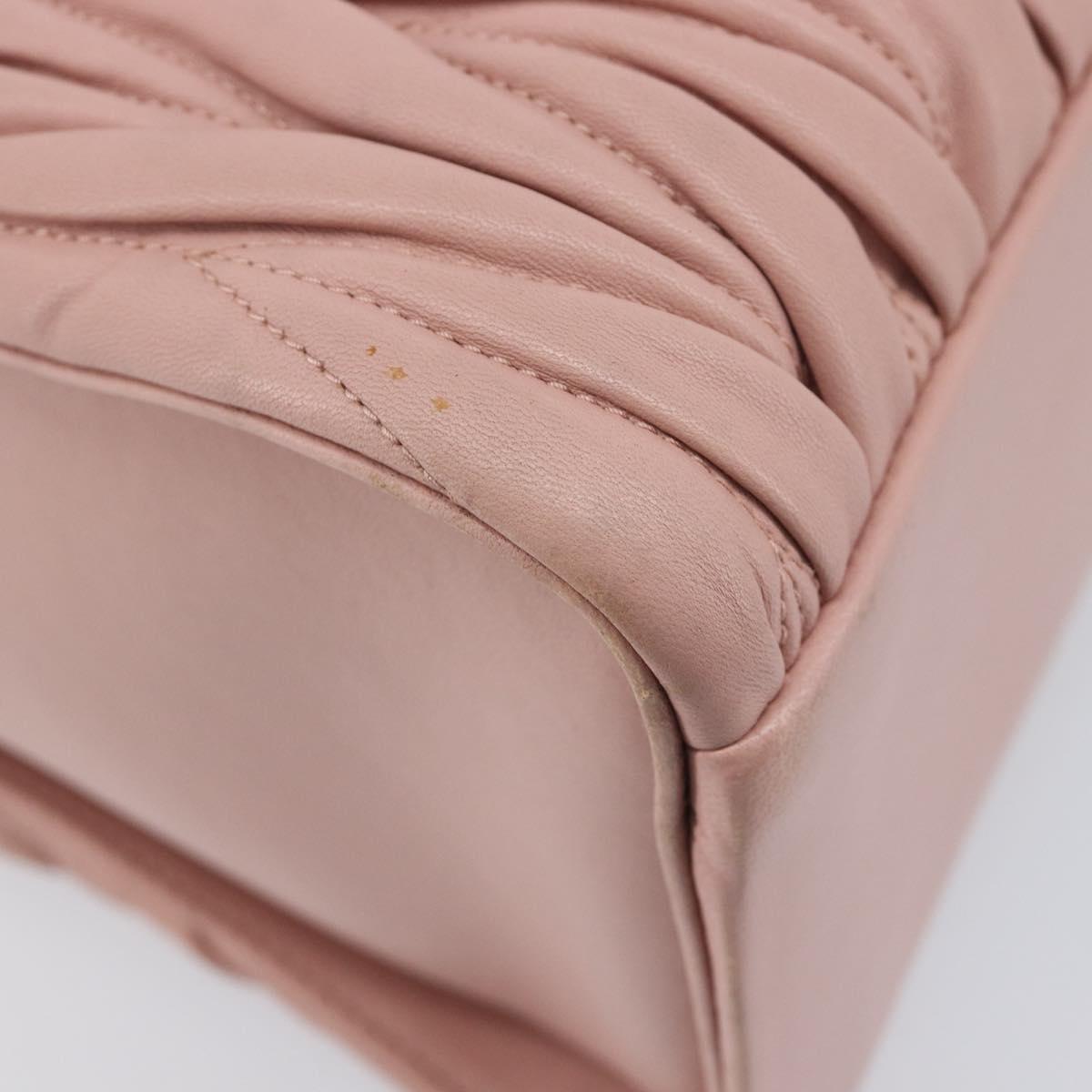 Miu Miu Matelasse Hand Bag Leather 2way Pink Gold Auth 167803M