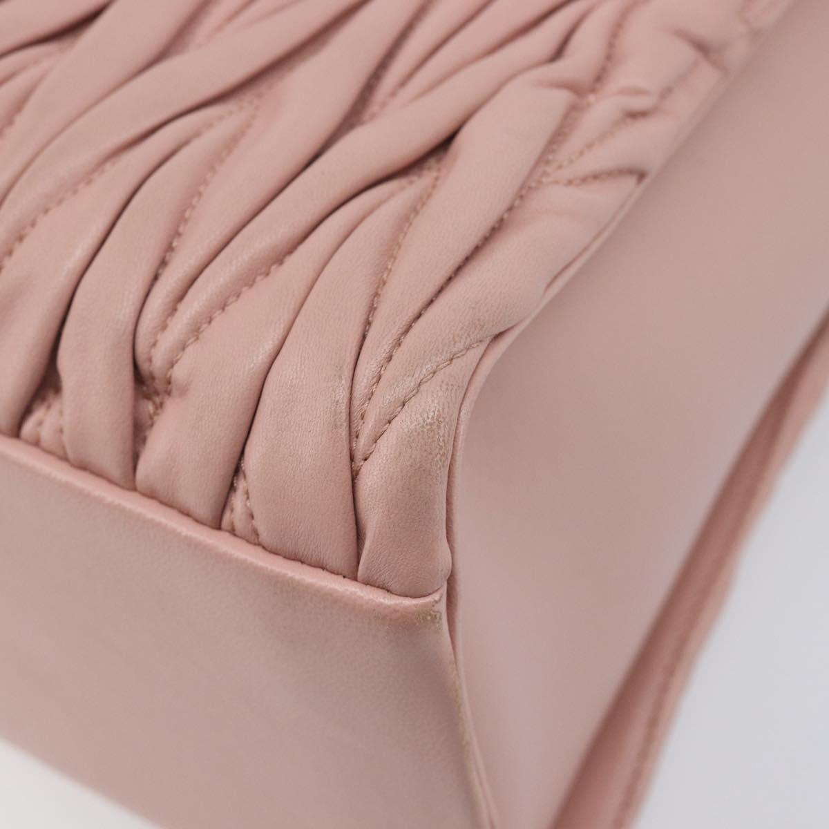 Miu Miu Matelasse Hand Bag Leather 2way Pink Gold Auth 167803M