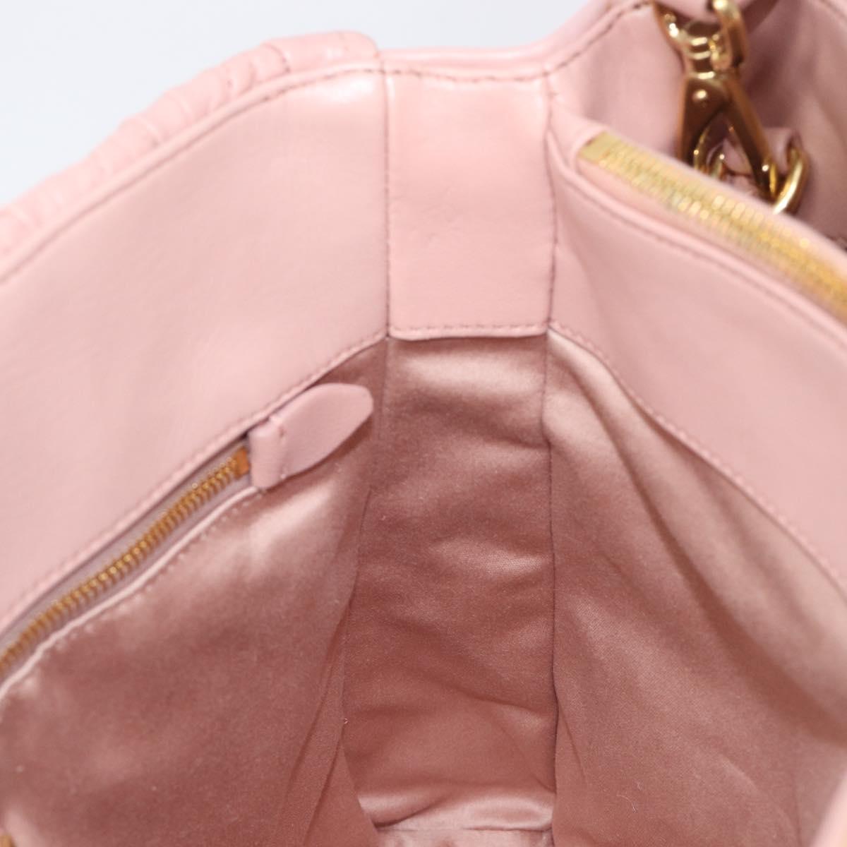 Miu Miu Matelasse Hand Bag Leather 2way Pink Gold Auth 167803M