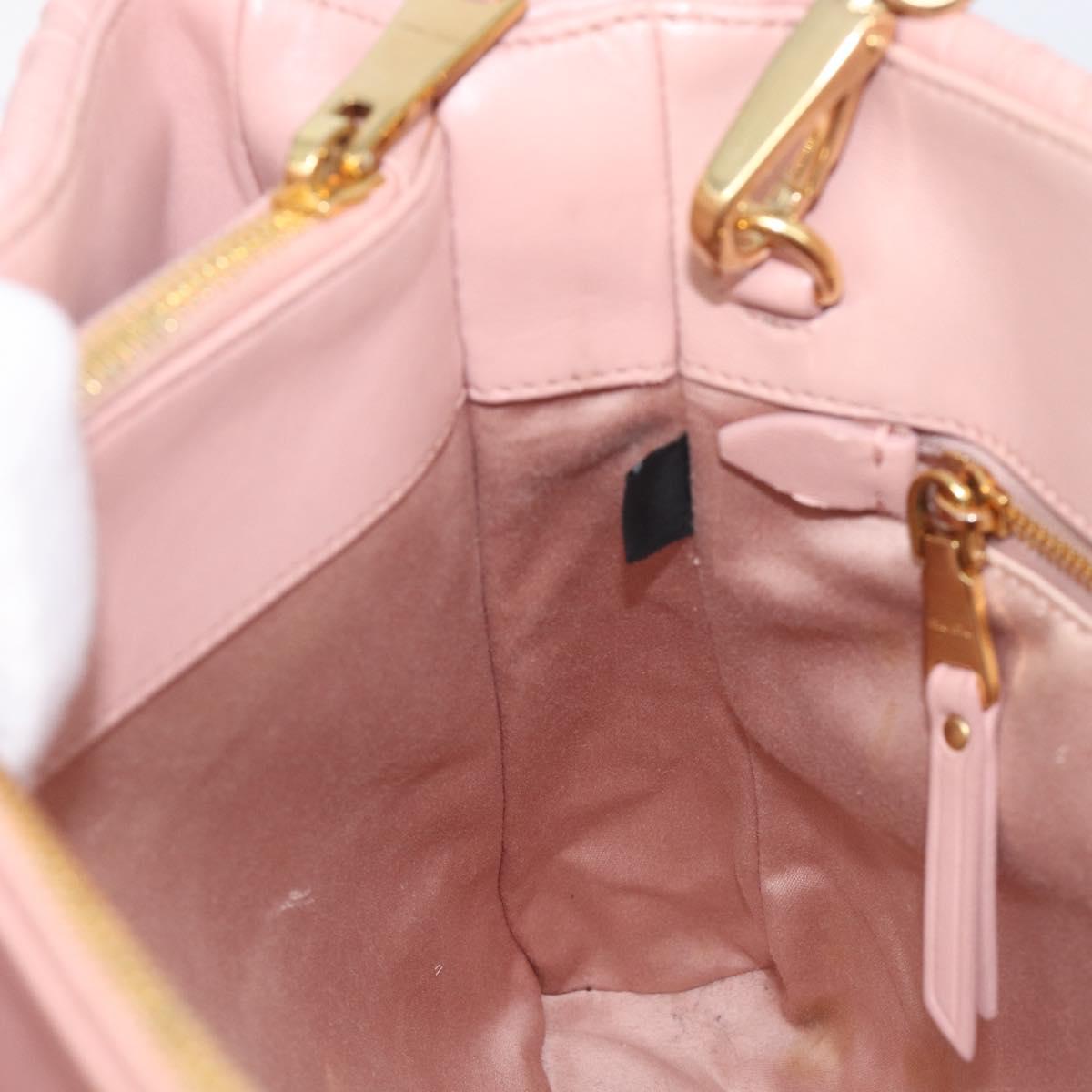 Miu Miu Matelasse Hand Bag Leather 2way Pink Gold Auth 167803M