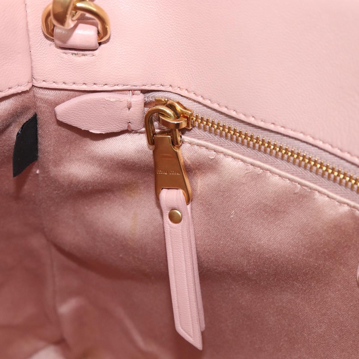 Miu Miu Matelasse Hand Bag Leather 2way Pink Gold Auth 167803M