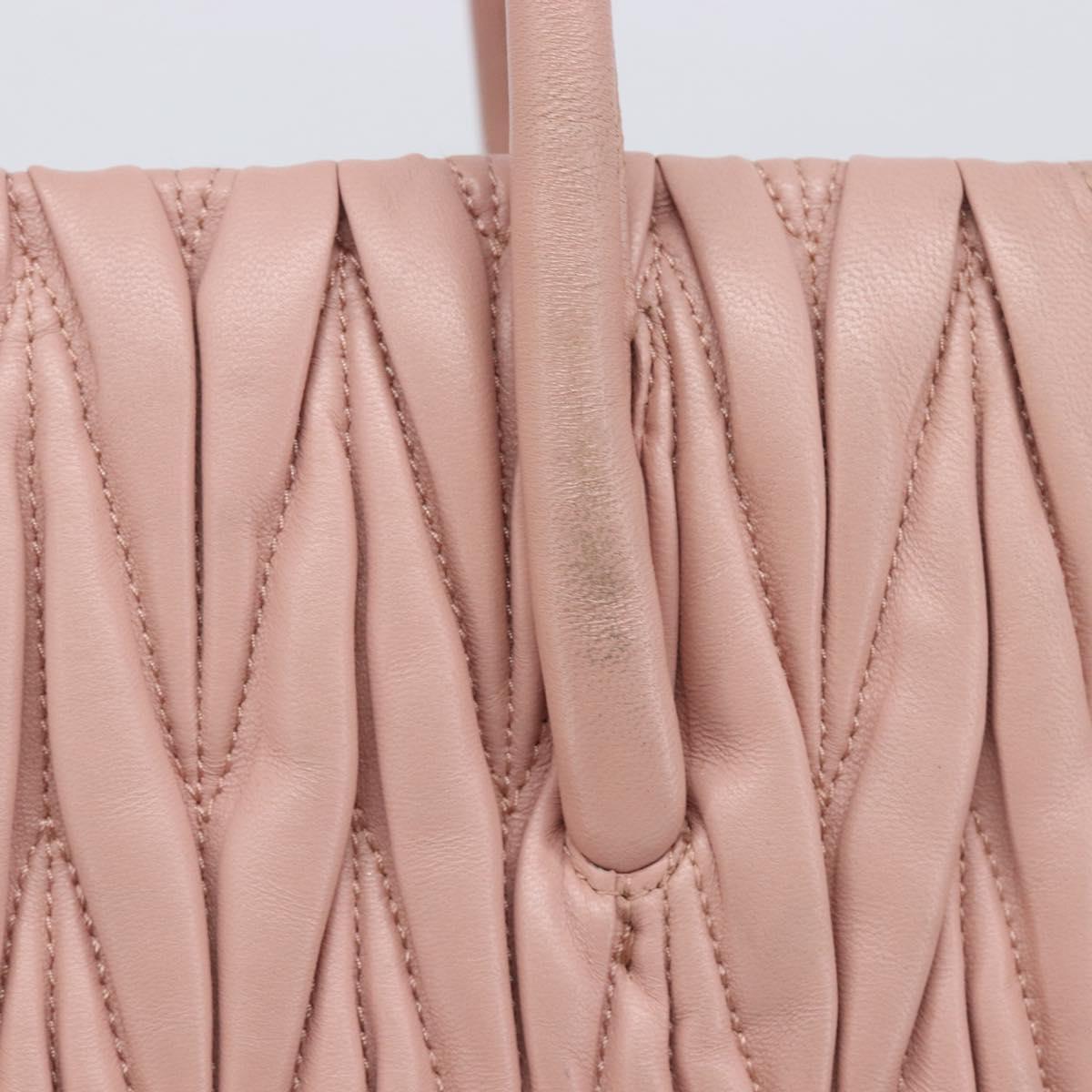 Miu Miu Matelasse Hand Bag Leather 2way Pink Gold Auth 167803M