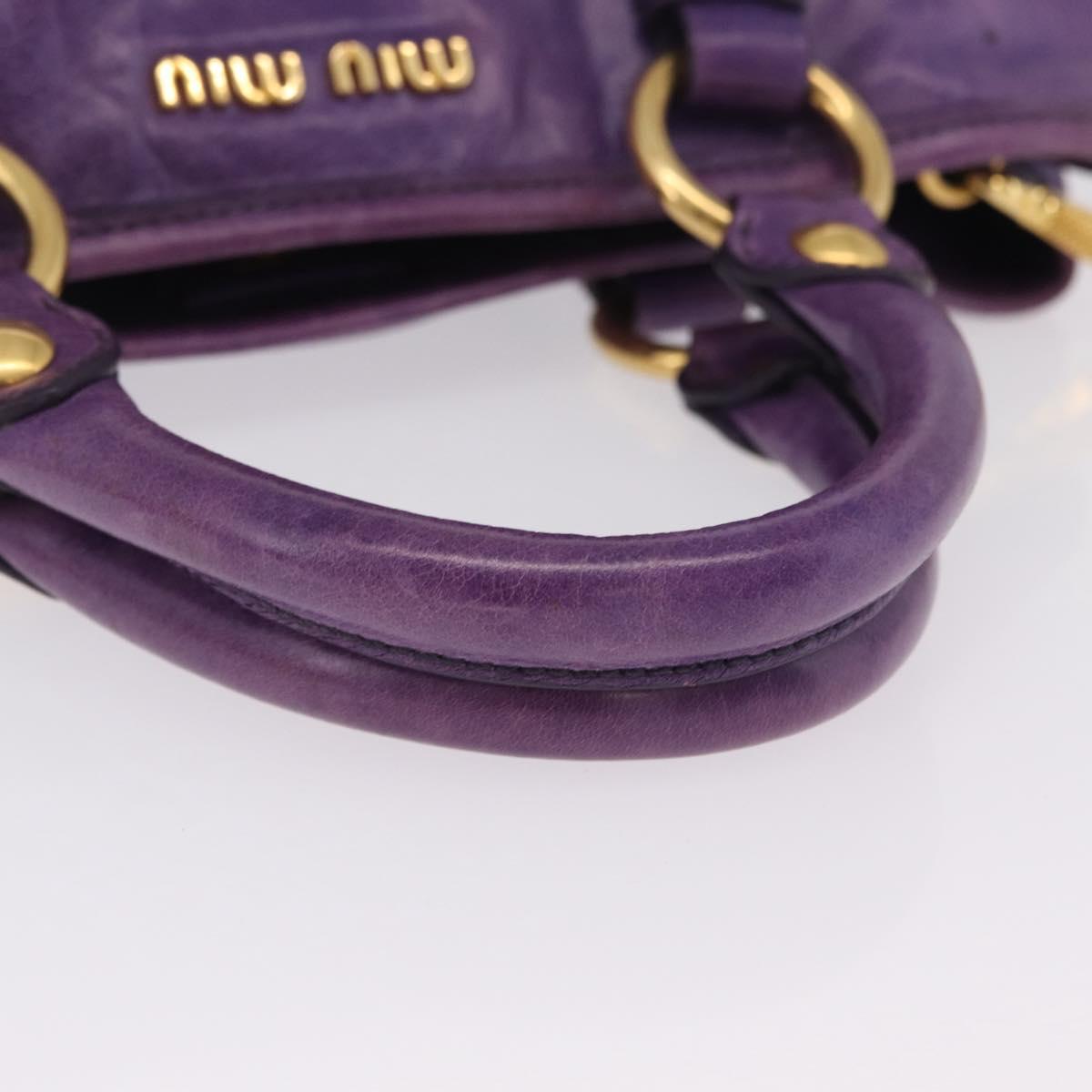 Miu Miu Hand Bag Leather 2way Purple Gold Auth 167804M