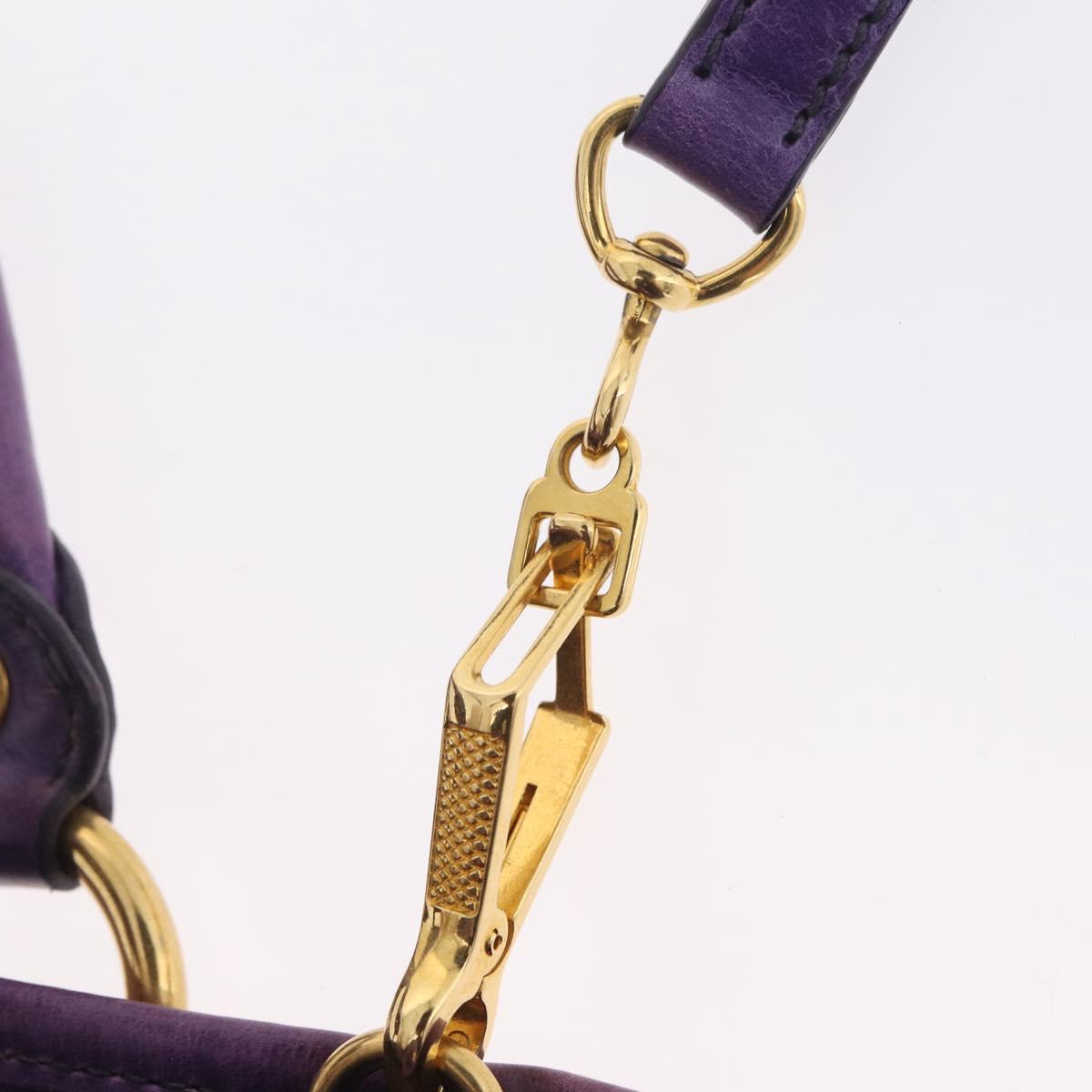 Miu Miu Hand Bag Leather 2way Purple Gold Auth 167804M