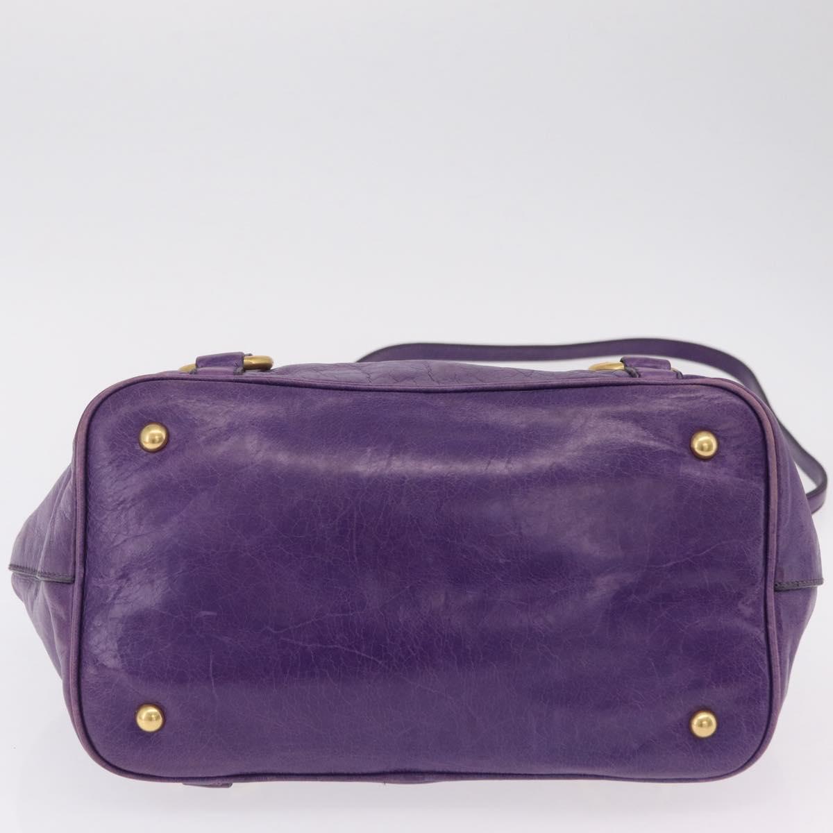 Miu Miu Hand Bag Leather 2way Purple Gold Auth 167804M