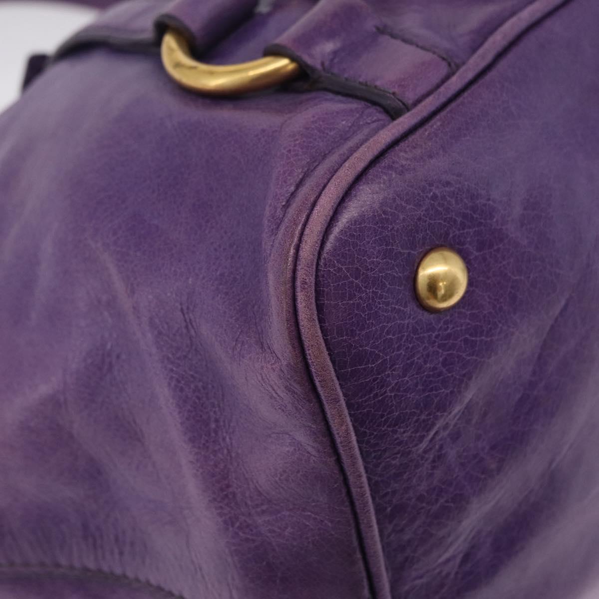 Miu Miu Hand Bag Leather 2way Purple Gold Auth 167804M
