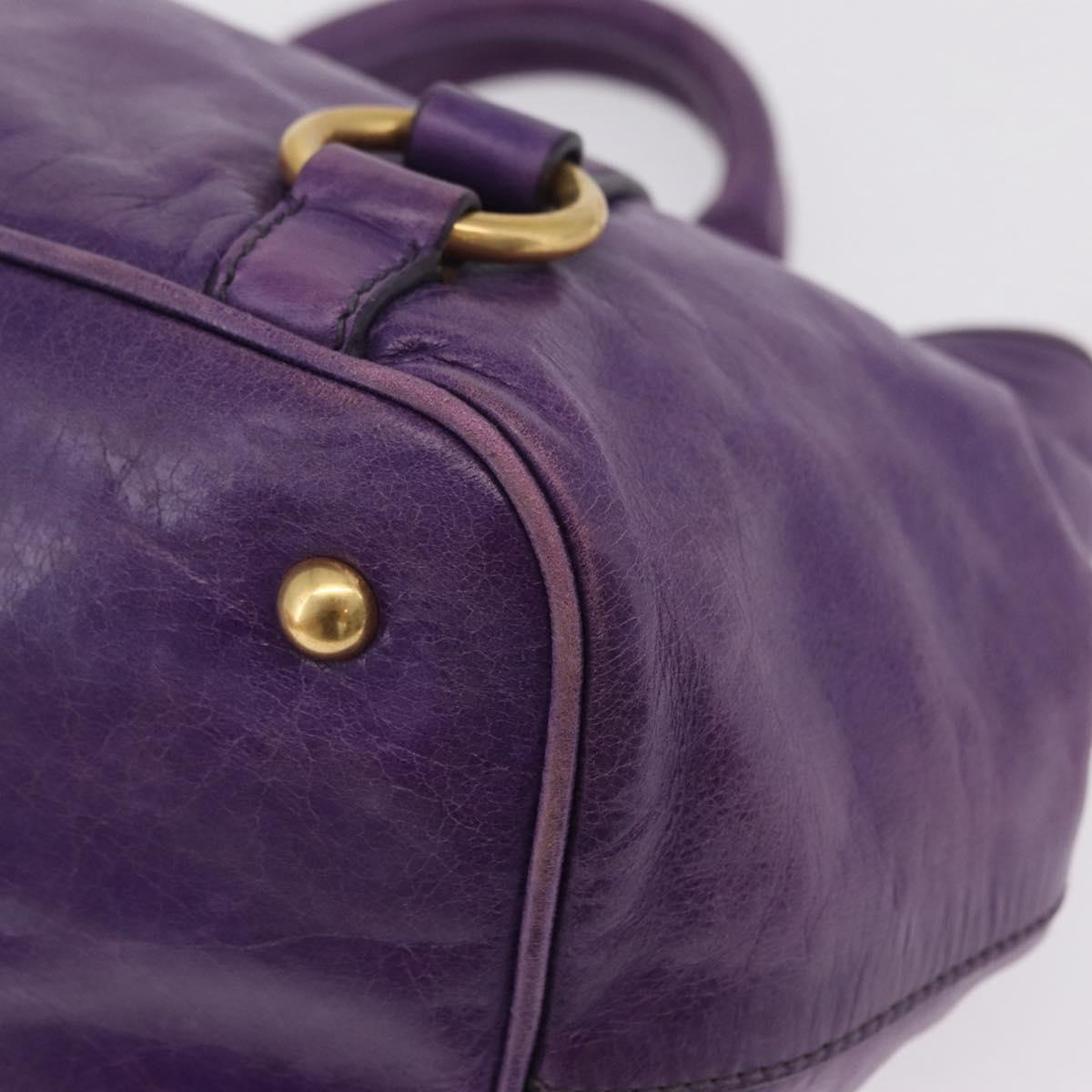 Miu Miu Hand Bag Leather 2way Purple Gold Auth 167804M