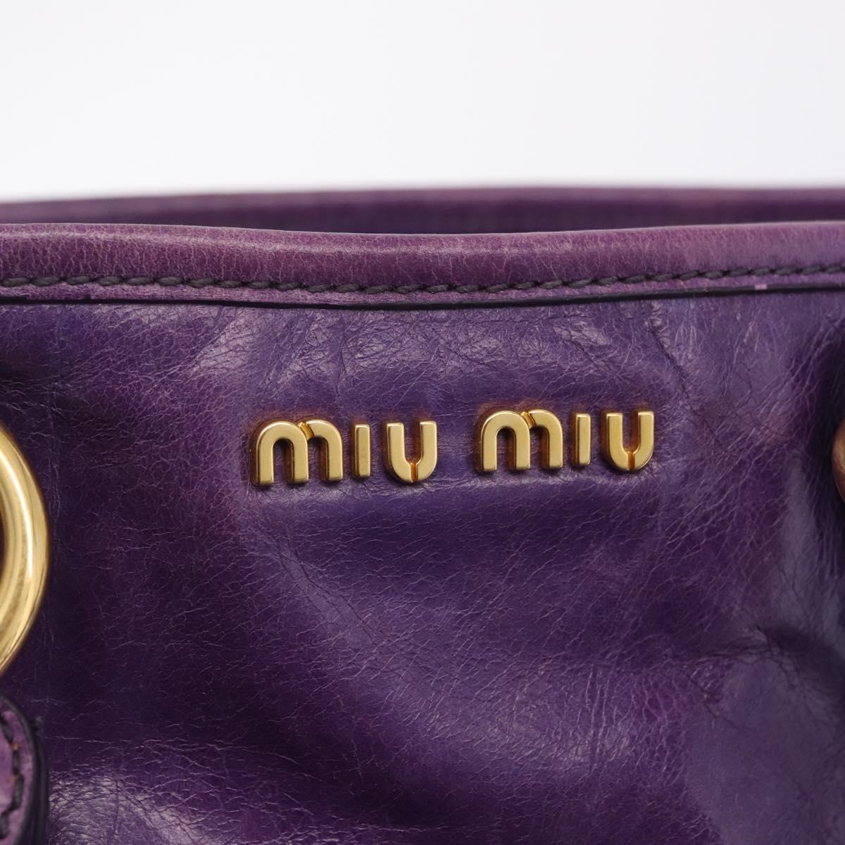 Miu Miu Hand Bag Leather 2way Purple Gold Auth 167804M