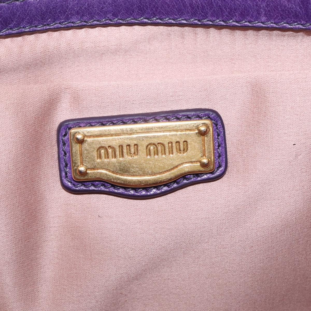 Miu Miu Hand Bag Leather 2way Purple Gold Auth 167804M
