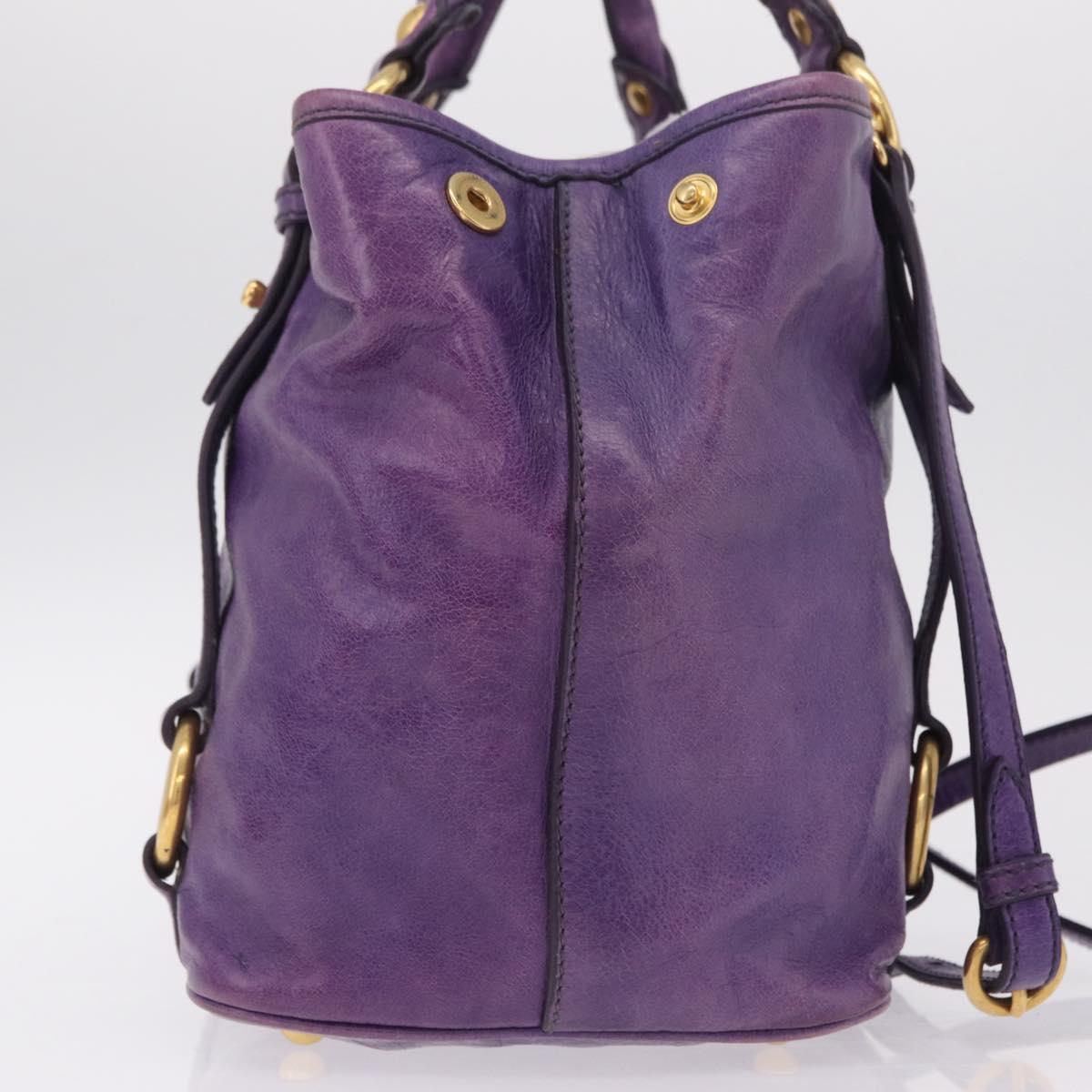 Miu Miu Hand Bag Leather 2way Purple Gold Auth 167804M