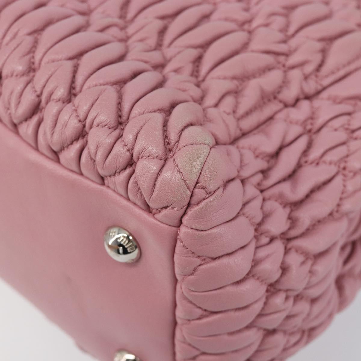 Miu Miu Matelasse Hand Bag Leather 2way Pink Silver Auth 167805M