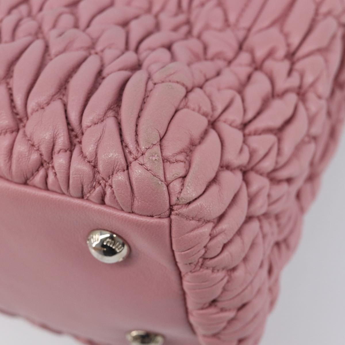 Miu Miu Matelasse Hand Bag Leather 2way Pink Silver Auth 167805M