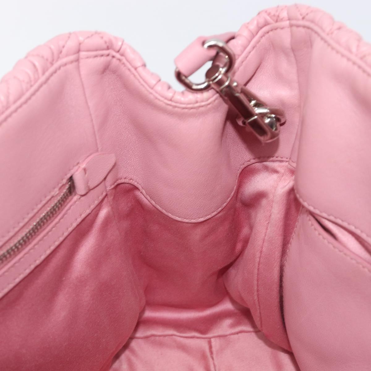 Miu Miu Matelasse Hand Bag Leather 2way Pink Silver Auth 167805M