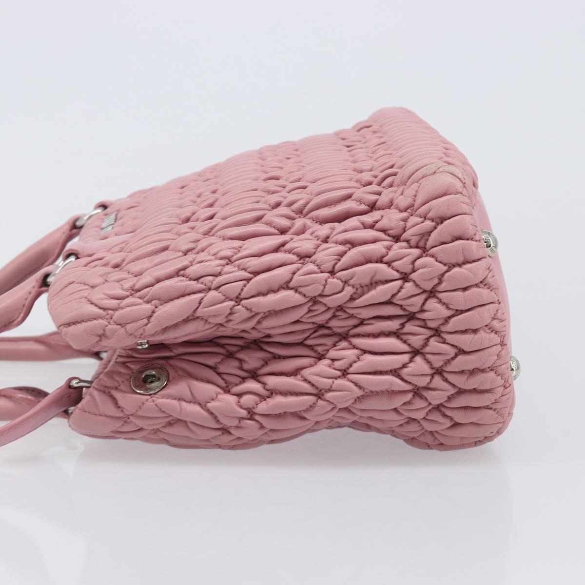 Miu Miu Matelasse Hand Bag Leather 2way Pink Silver Auth 167805M