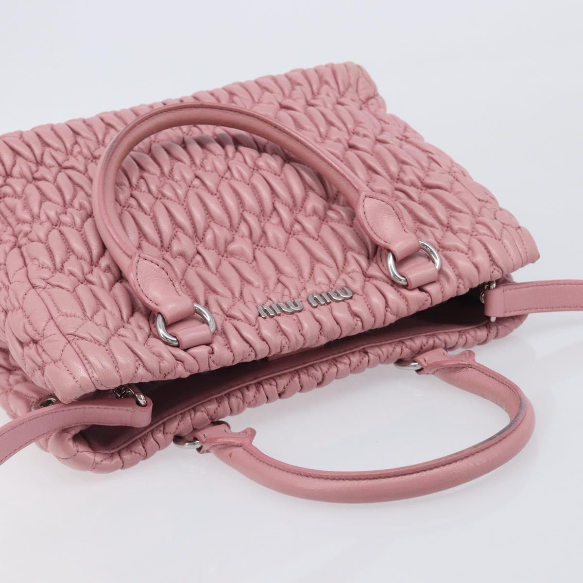 Miu Miu Matelasse Hand Bag Leather 2way Pink Silver Auth 167805M