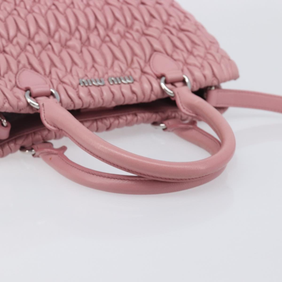 Miu Miu Matelasse Hand Bag Leather 2way Pink Silver Auth 167805M