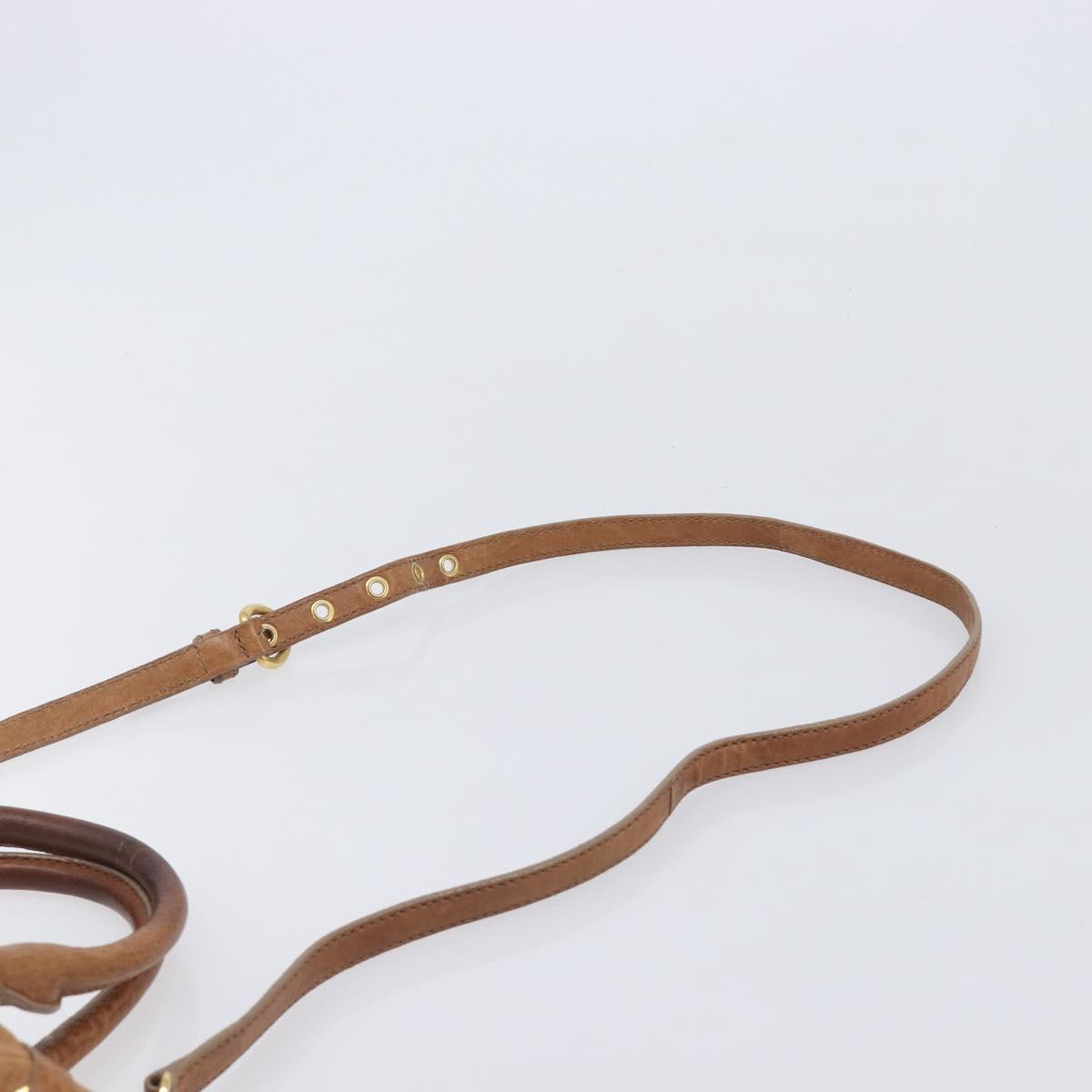 Miu Miu Hand Bag Leather 2way Brown Gold Auth 167806M