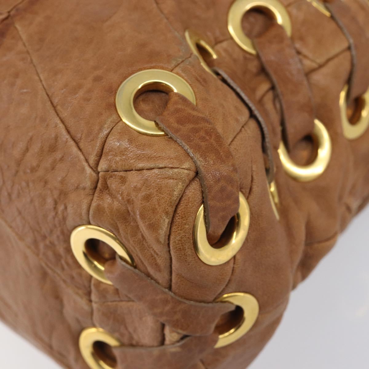 Miu Miu Hand Bag Leather 2way Brown Gold Auth 167806M