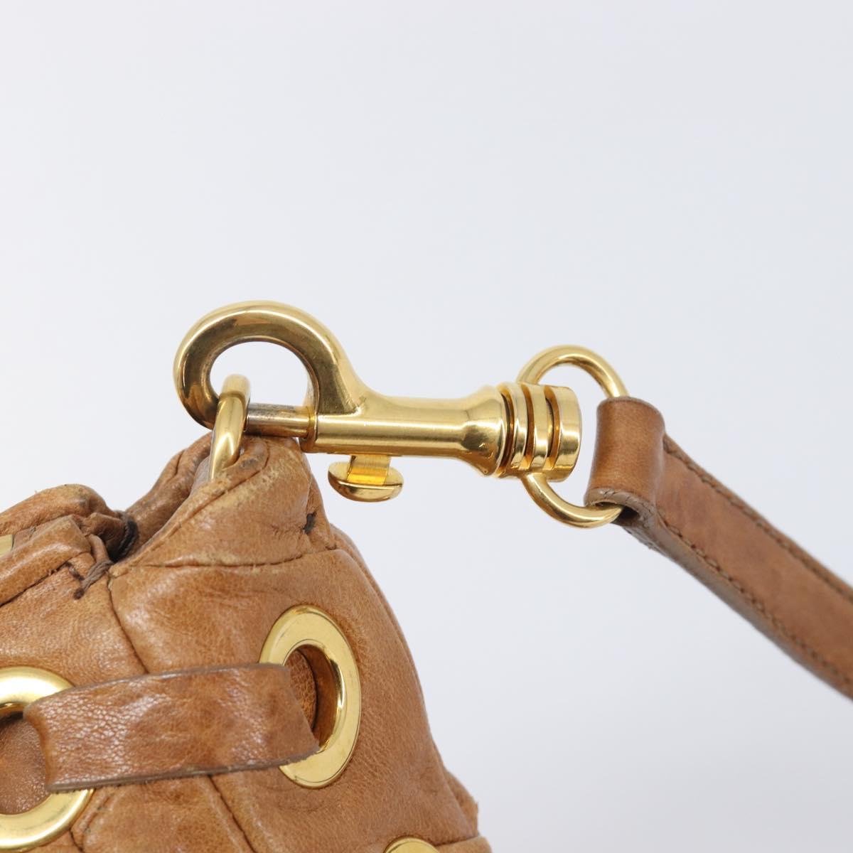Miu Miu Hand Bag Leather 2way Brown Gold Auth 167806M
