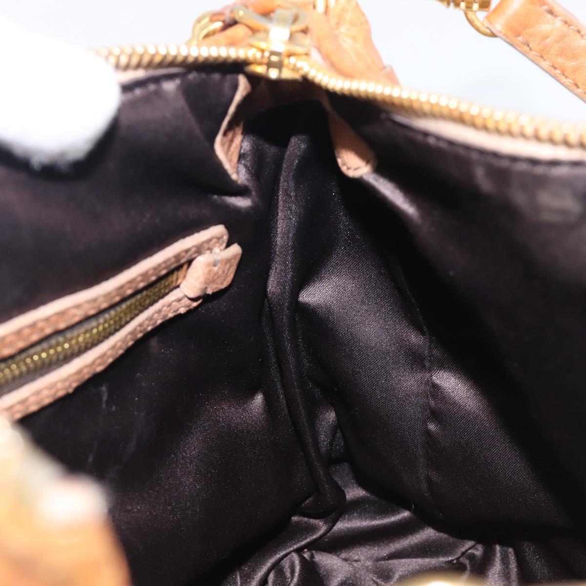 Miu Miu Hand Bag Leather 2way Brown Gold Auth 167806M