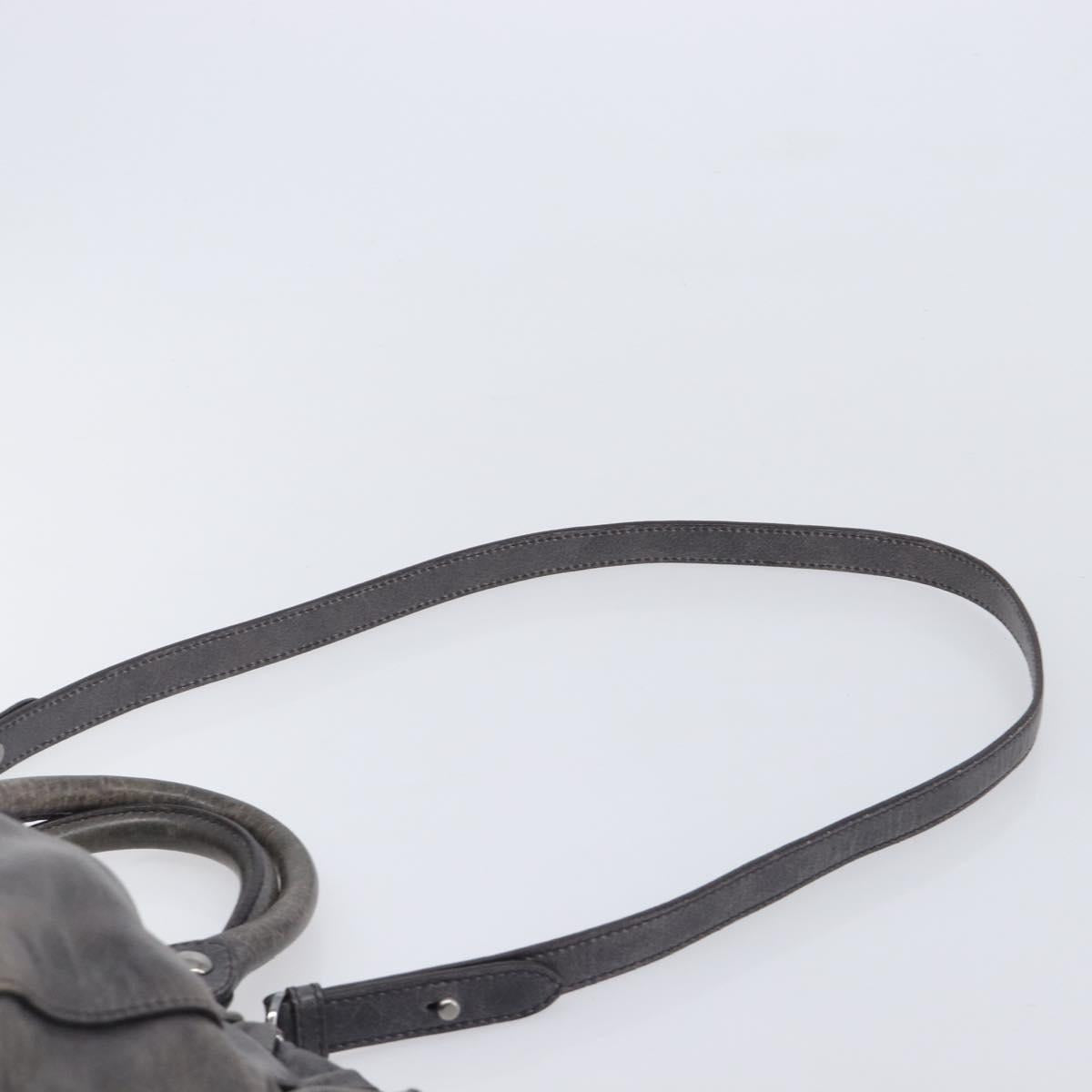 Miu Miu Hand Bag Leather 2way Gray Silver Auth 167807M