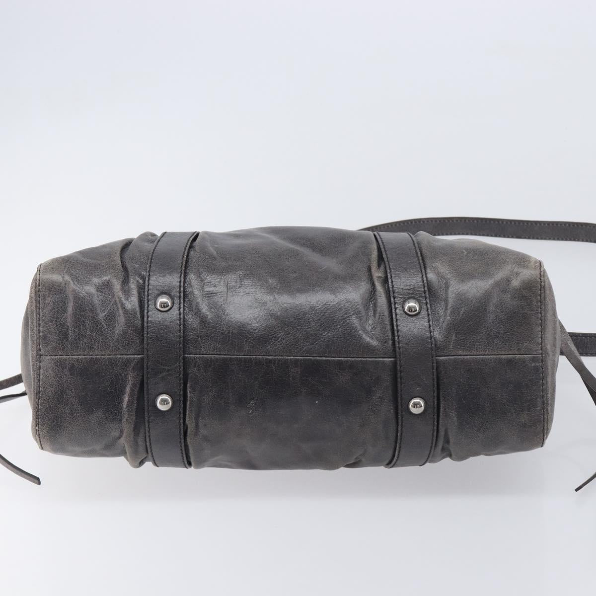 Miu Miu Hand Bag Leather 2way Gray Silver Auth 167807M