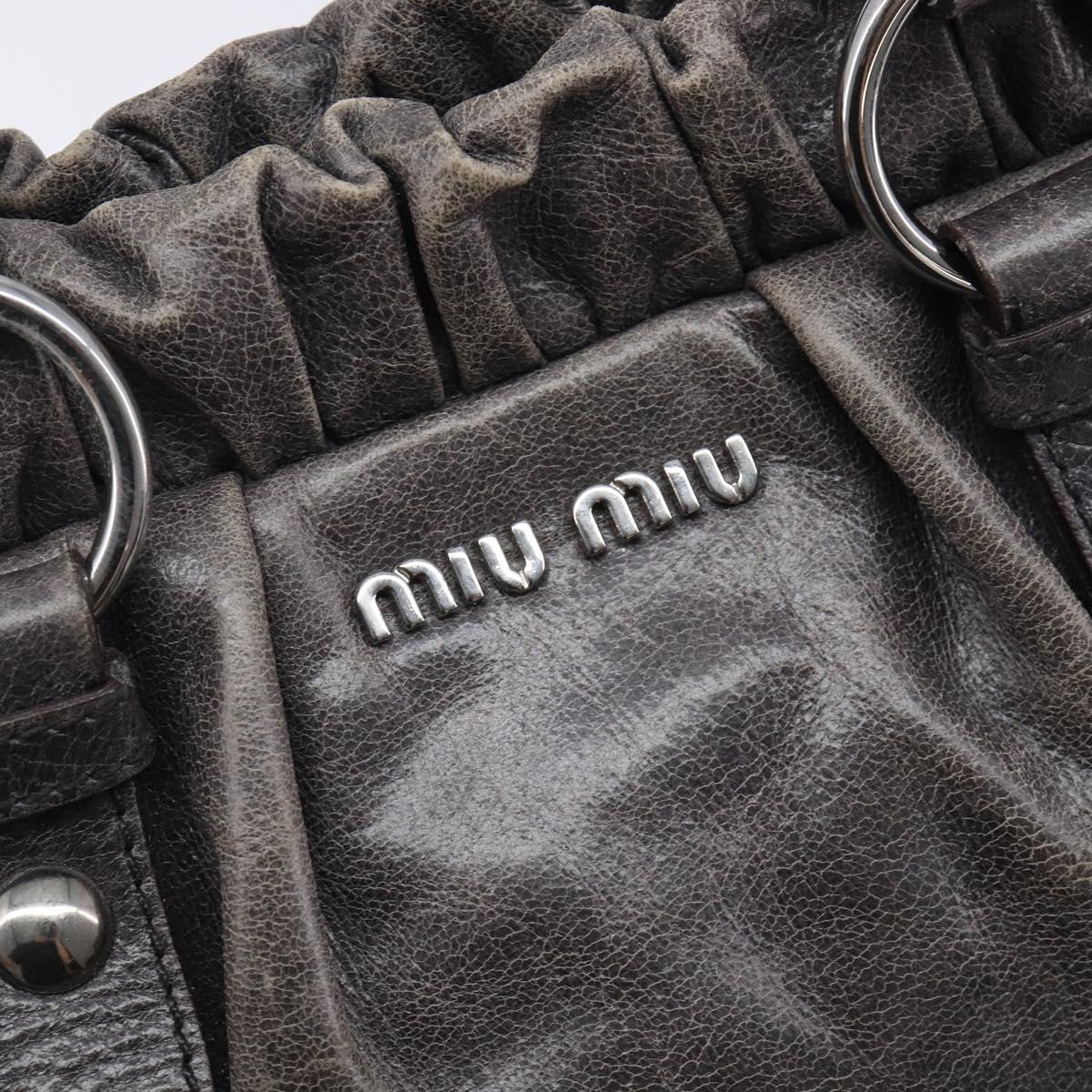 Miu Miu Hand Bag Leather 2way Gray Silver Auth 167807M