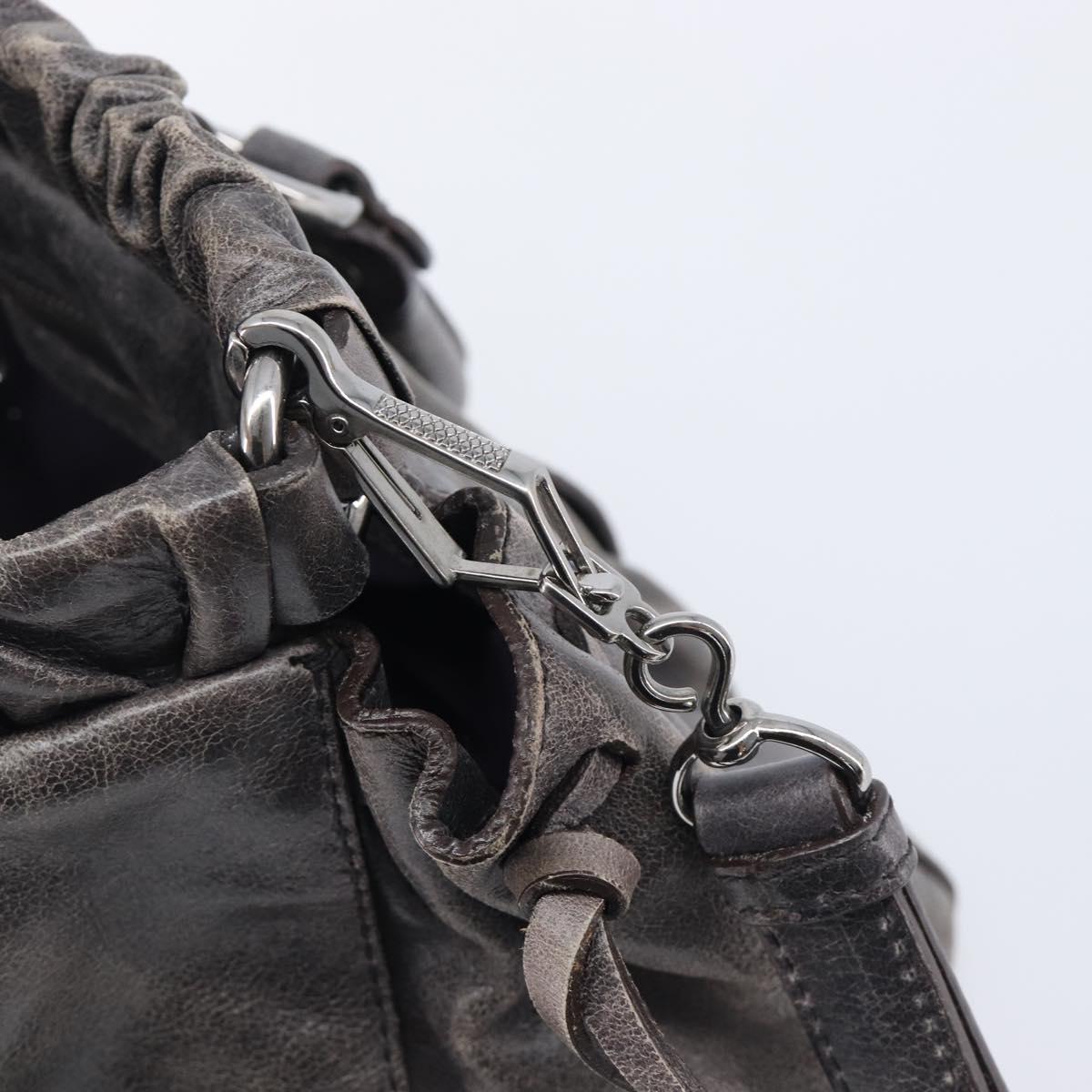 Miu Miu Hand Bag Leather 2way Gray Silver Auth 167807M