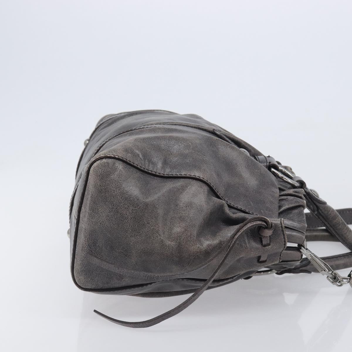 Miu Miu Hand Bag Leather 2way Gray Silver Auth 167807M