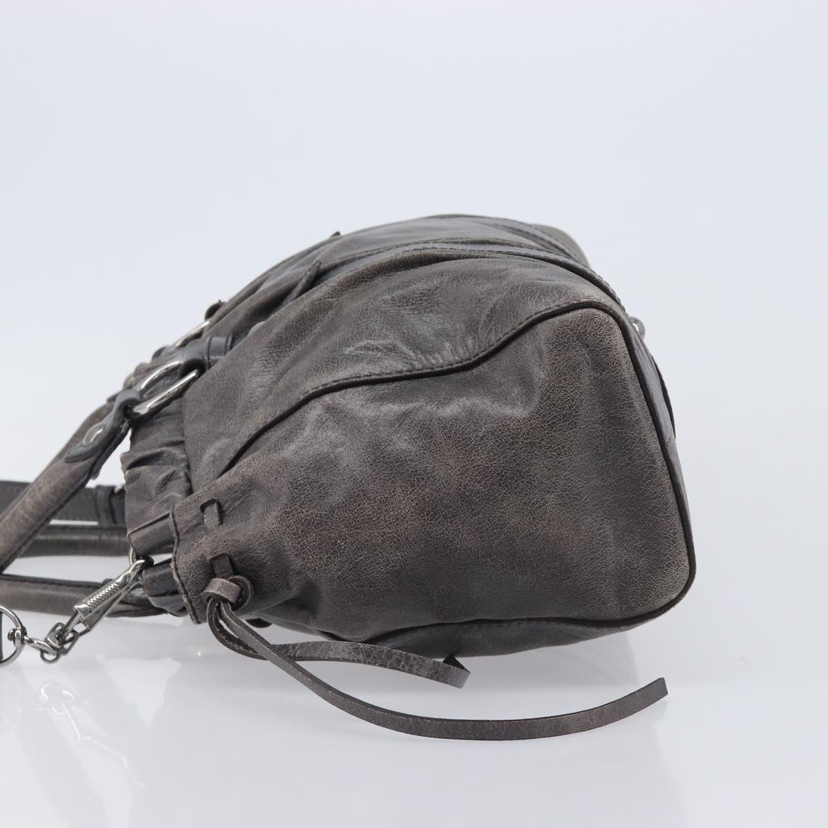 Miu Miu Hand Bag Leather 2way Gray Silver Auth 167807M