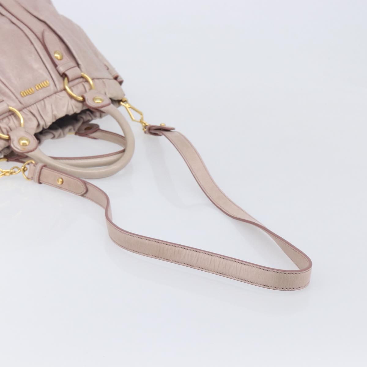 Miu Miu Hand Bag Leather 2way Pink Gold Auth 167808M