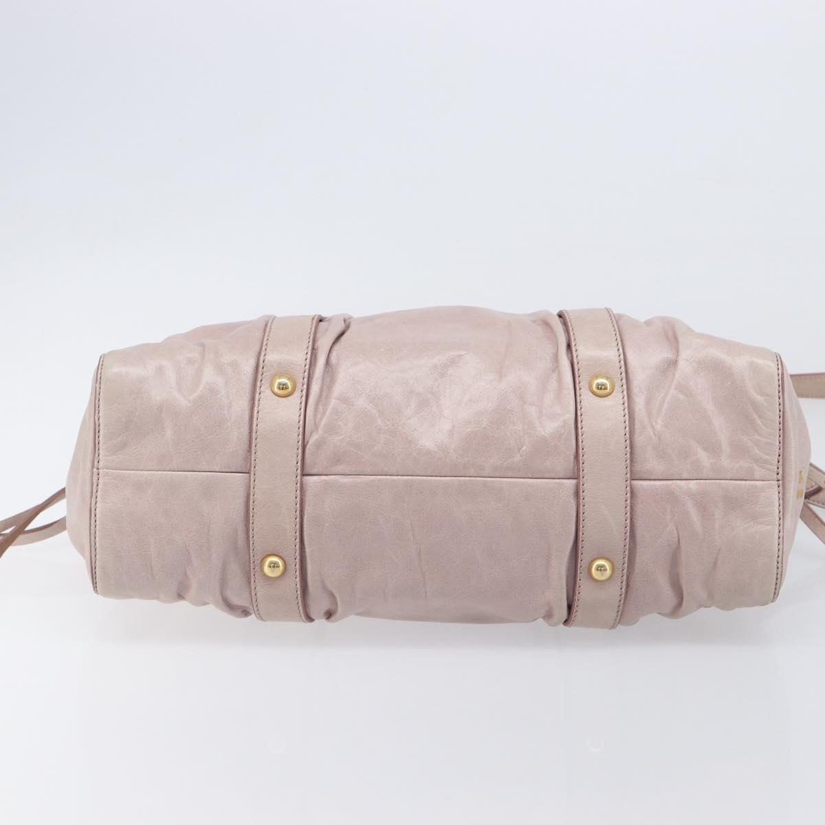 Miu Miu Hand Bag Leather 2way Pink Gold Auth 167808M