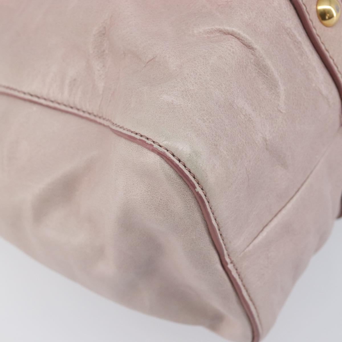 Miu Miu Hand Bag Leather 2way Pink Gold Auth 167808M