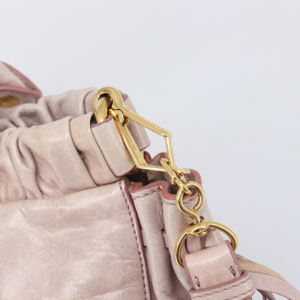Miu Miu Hand Bag Leather 2way Pink Gold Auth 167808M
