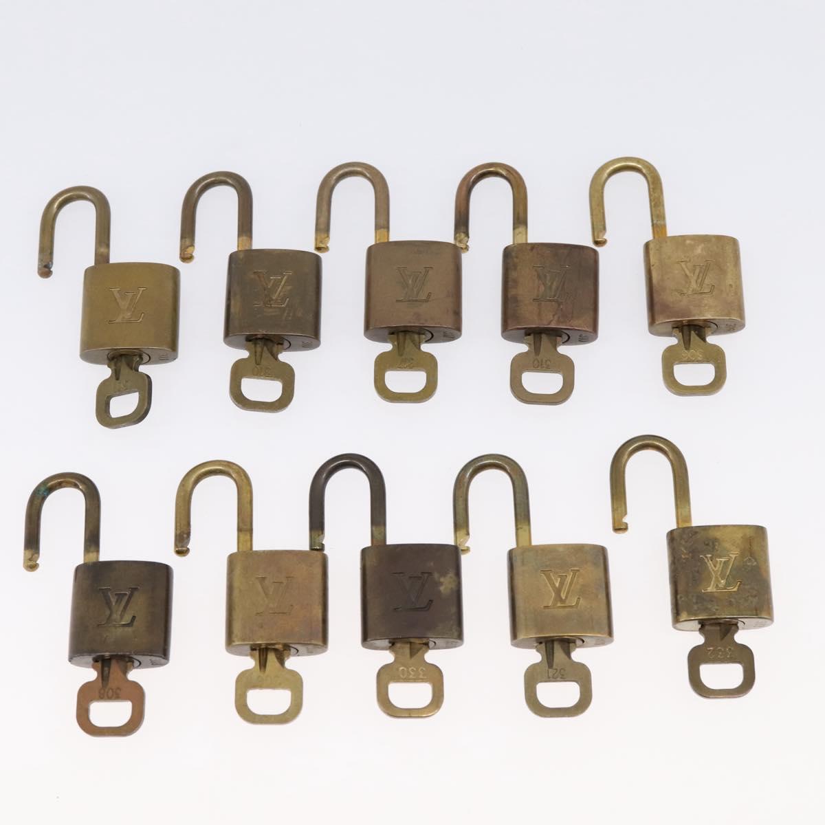 LOUIS VUITTON Padlock Metal 10 Set Gold Tone LV Auth 167809
