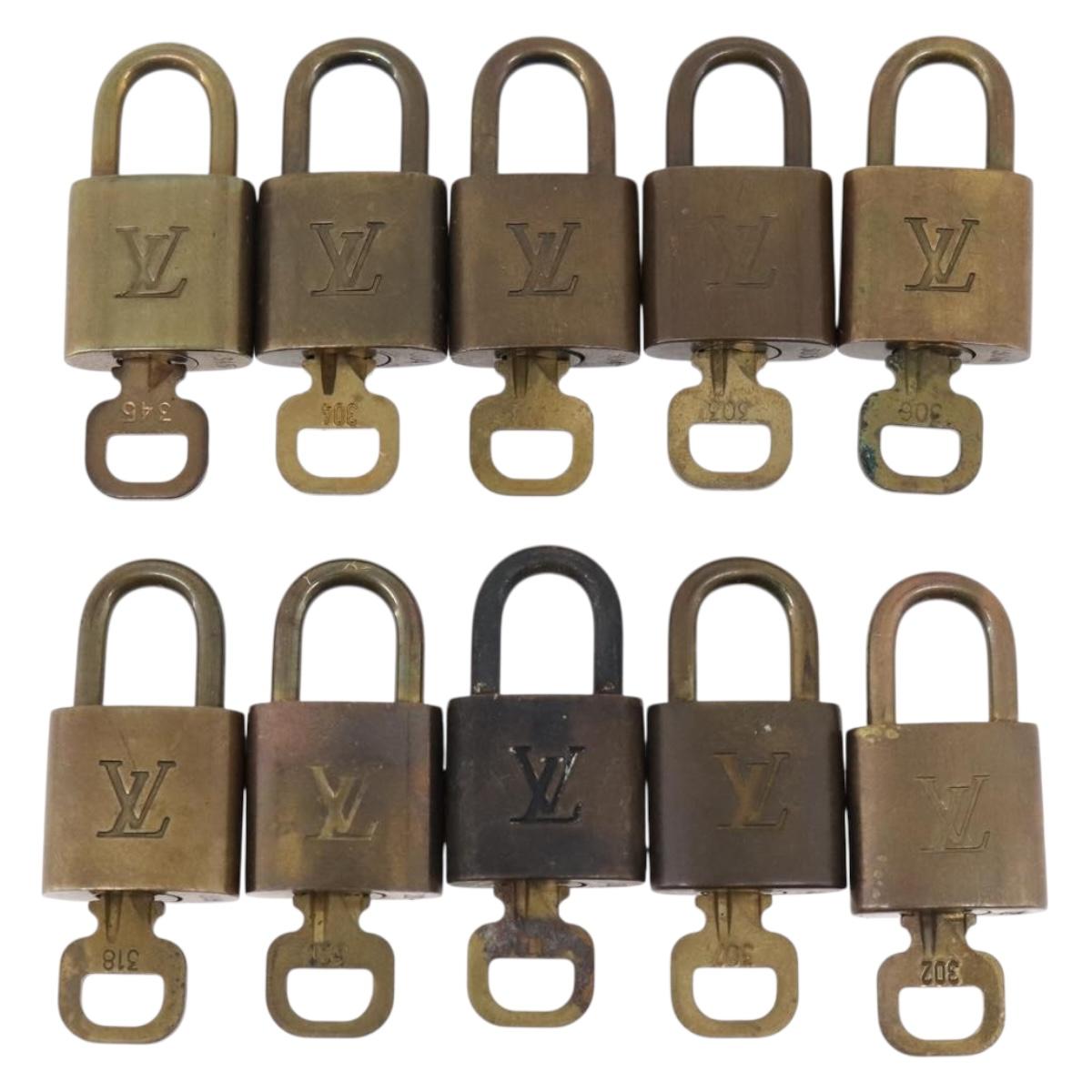 LOUIS VUITTON Padlock Metal 10 Set Gold Tone LV Auth 167810