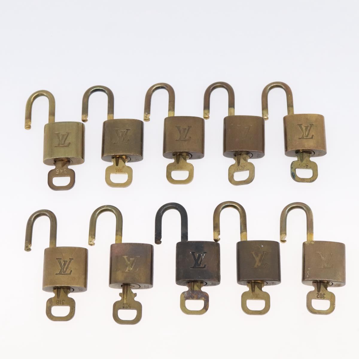 LOUIS VUITTON Padlock Metal 10 Set Gold Tone LV Auth 167810