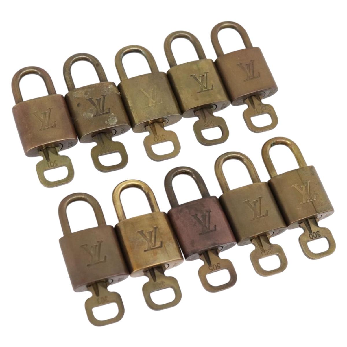 LOUIS VUITTON Padlock Metal 10 Set Gold Tone LV Auth 167811