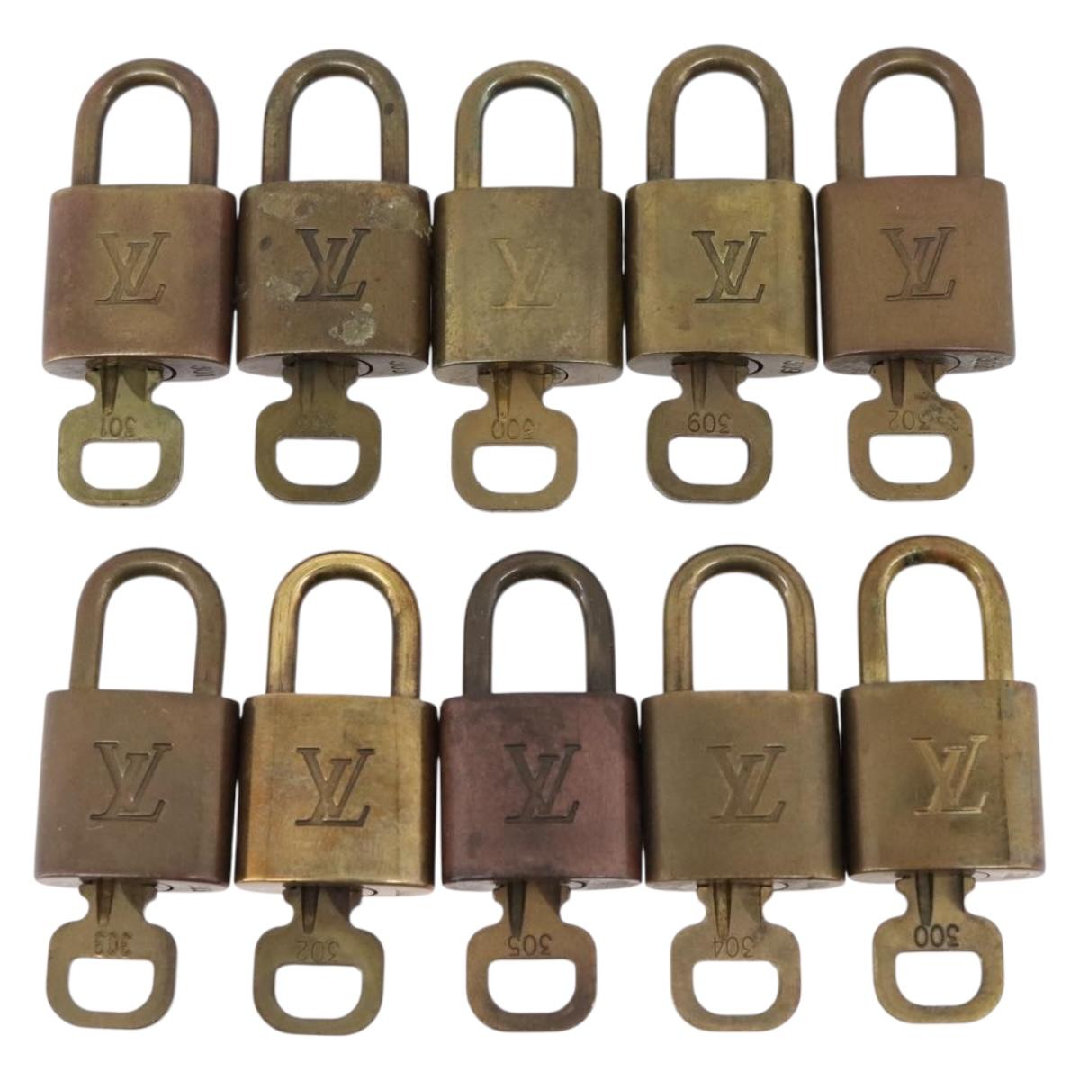 LOUIS VUITTON Padlock Metal 10 Set Gold Tone LV Auth 167811