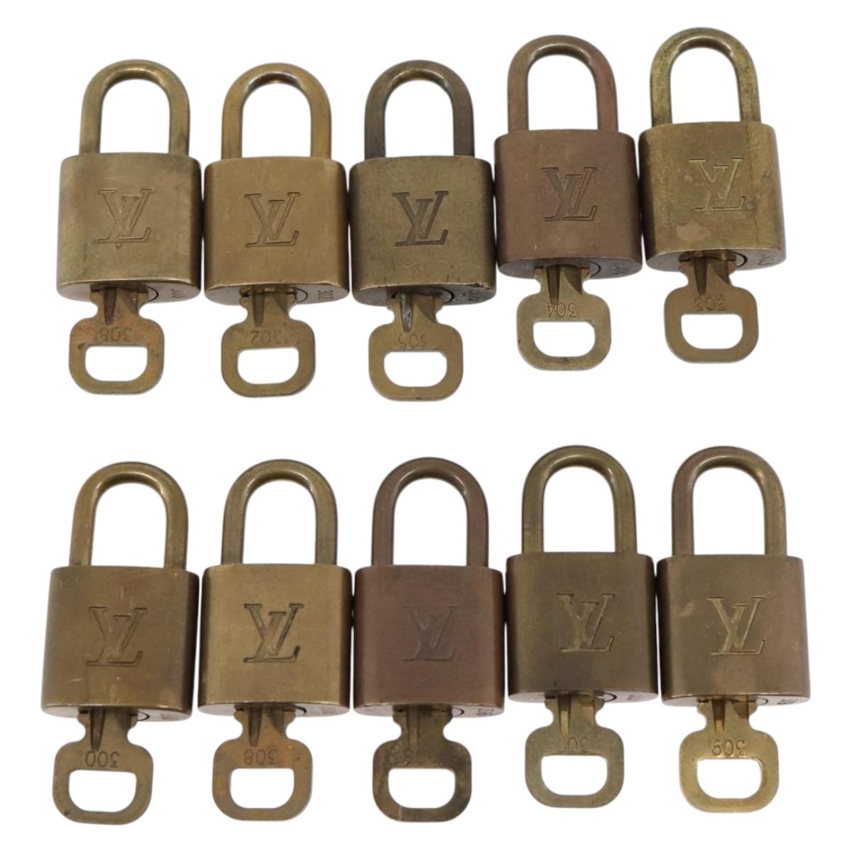 LOUIS VUITTON Padlock Metal 10 Set Gold Tone LV Auth 167812