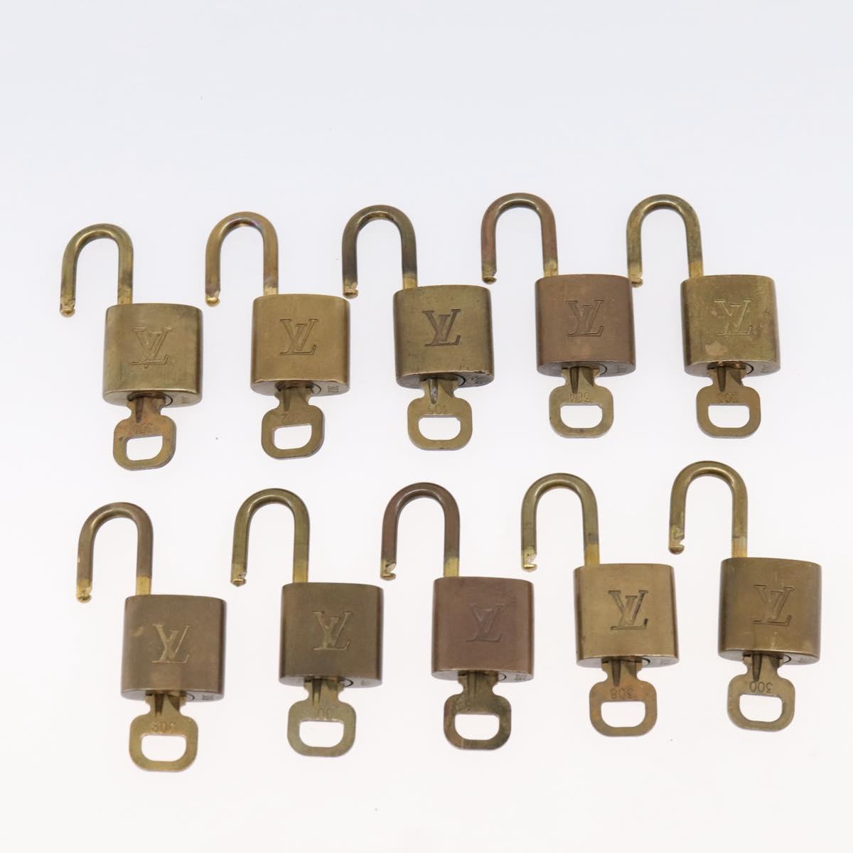 LOUIS VUITTON Padlock Metal 10 Set Gold Tone LV Auth 167812