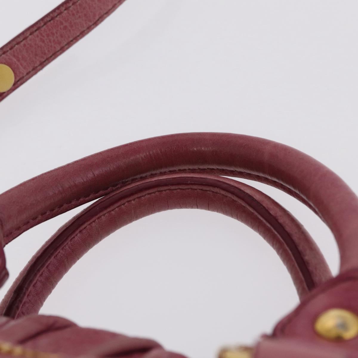 Miu Miu Hand Bag Leather 2way Pink Gold Auth 167814M