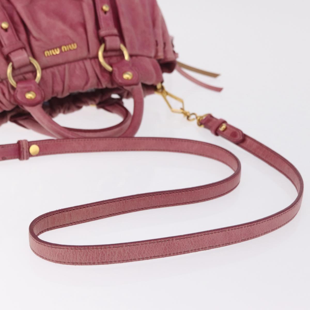 Miu Miu Hand Bag Leather 2way Pink Gold Auth 167814M