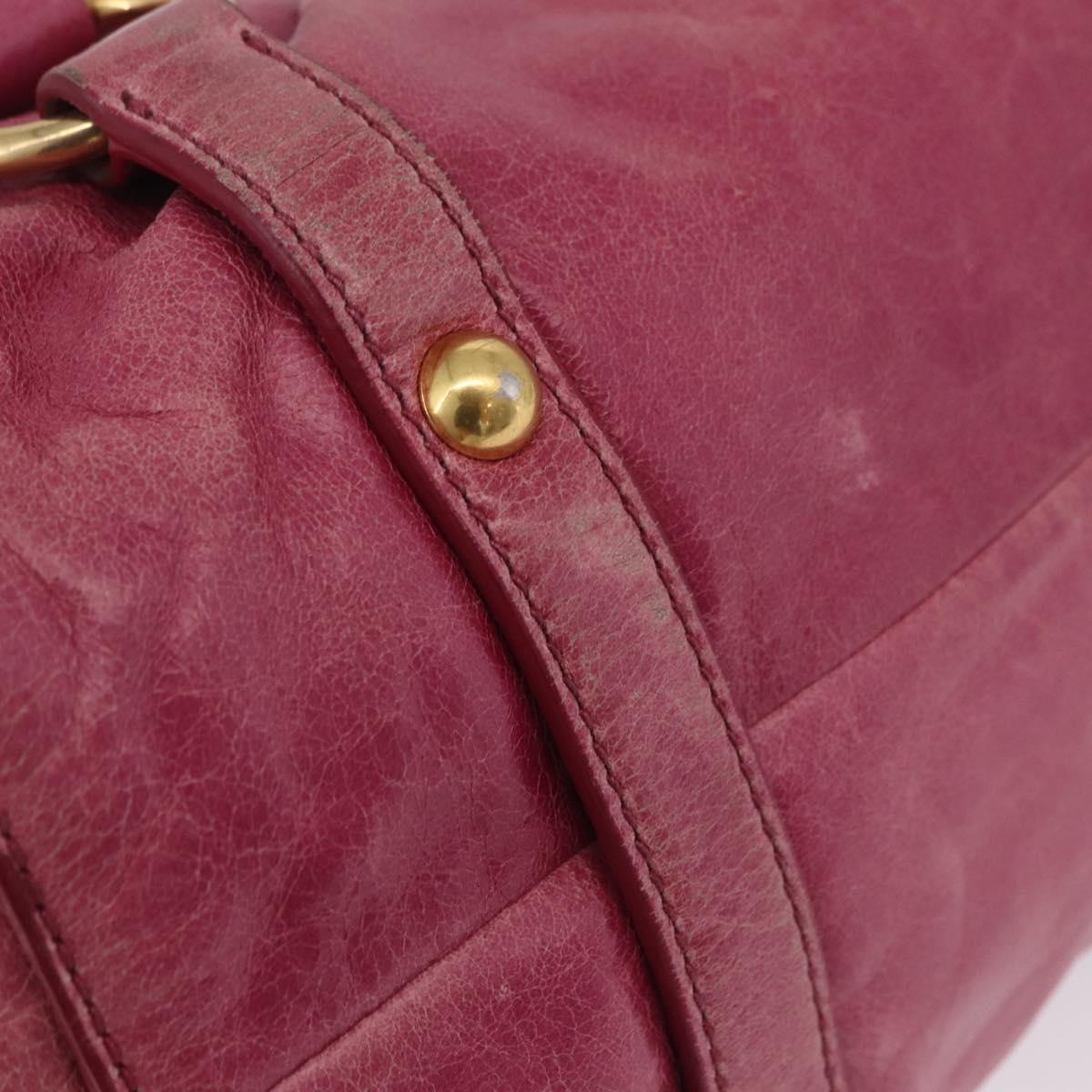 Miu Miu Hand Bag Leather 2way Pink Gold Auth 167814M